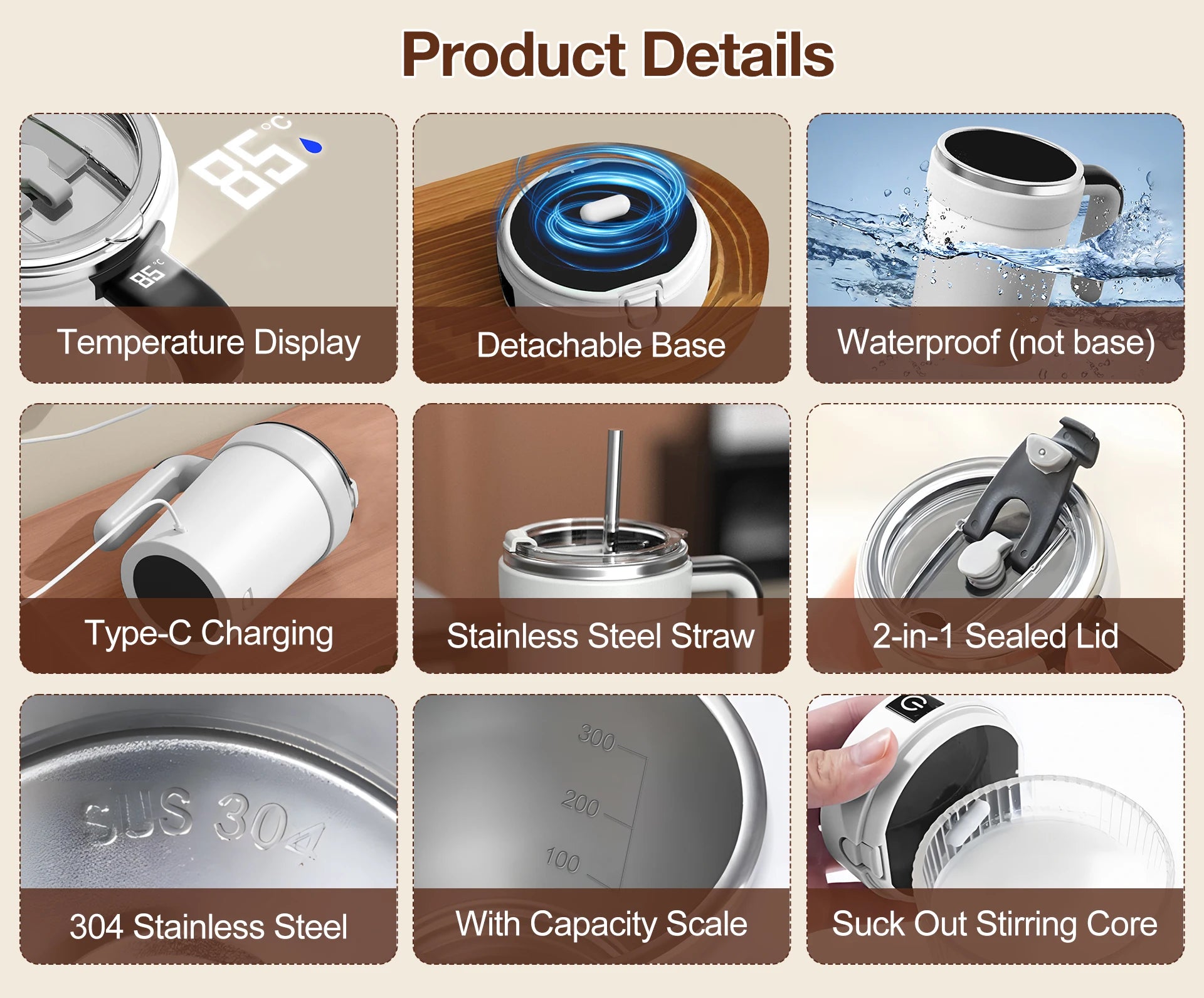 Automatic Self-Stirring Rechargeable Mug