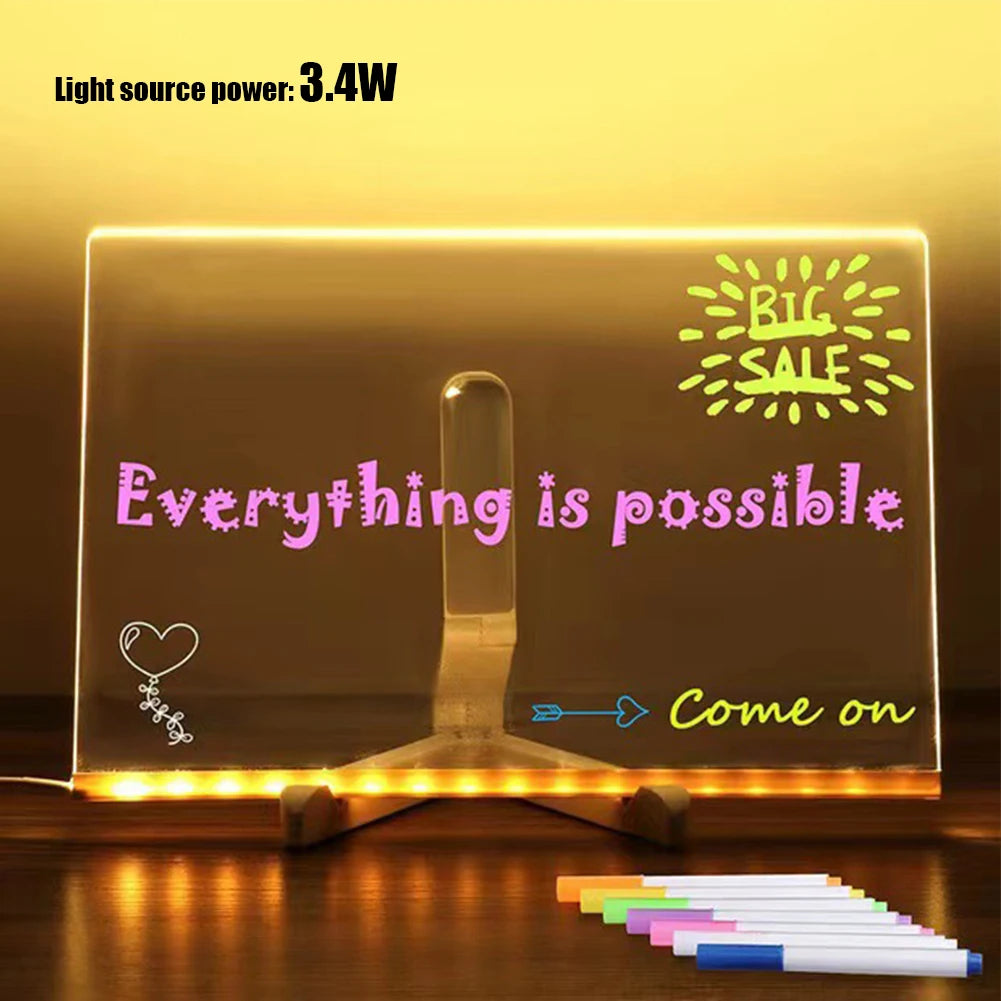 LED Glow Message Board – Neon Dry-Erase Writing Pad