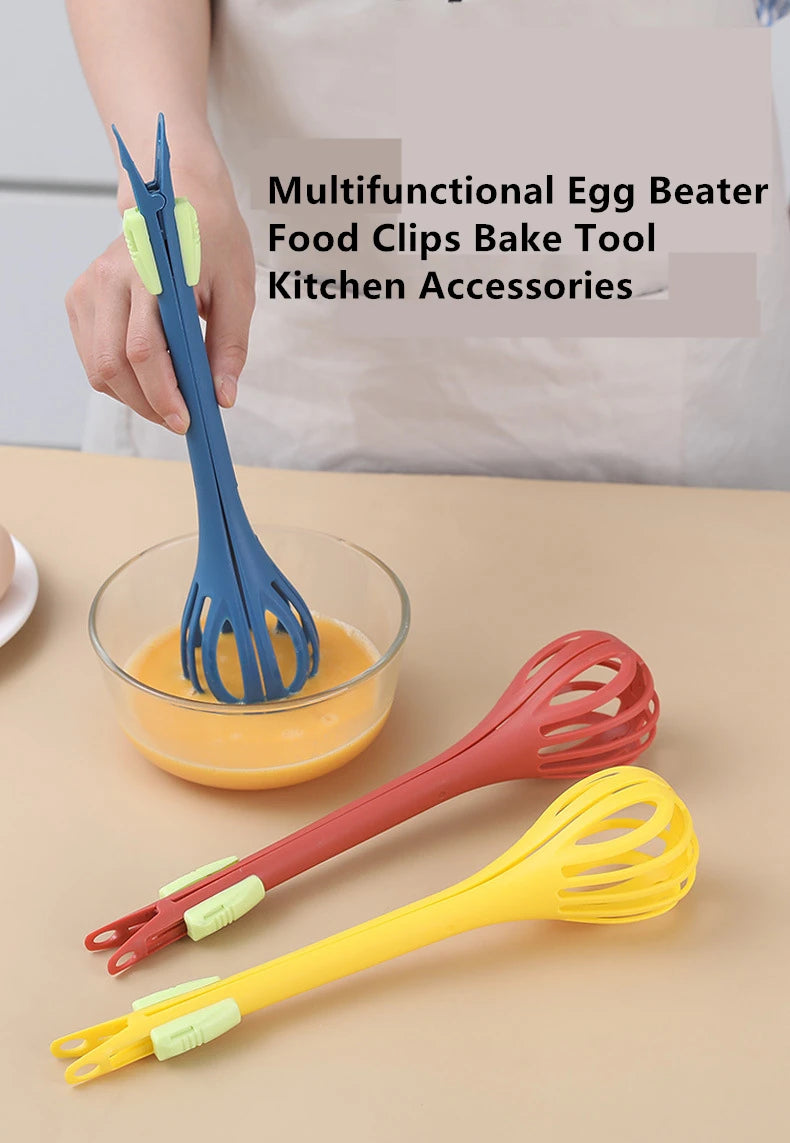 Multifunctional Egg Beater & Food Clip Whisk