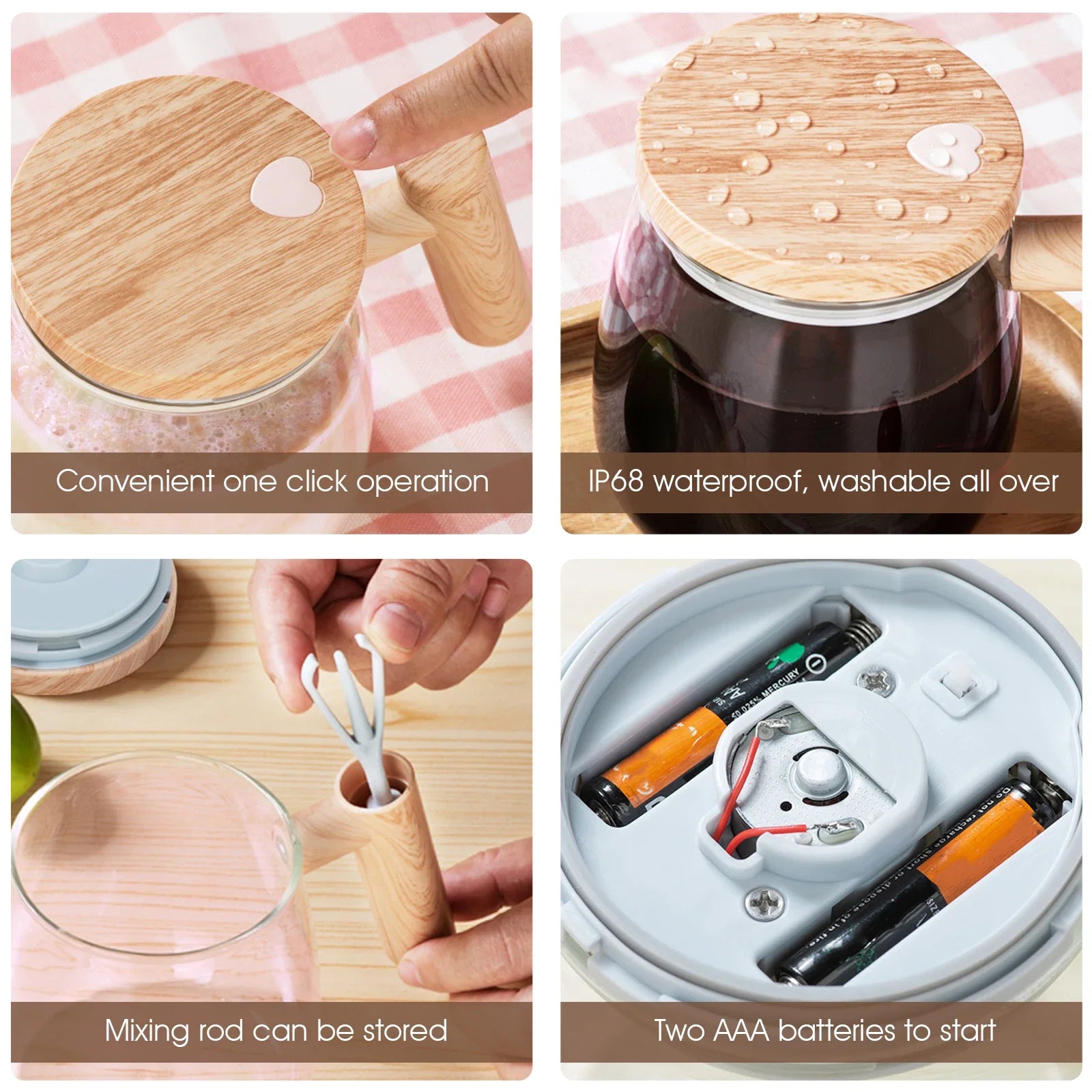 Glass Self-Stirring Mug – 7000RPM Electric Mixing Cup