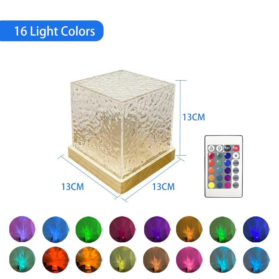 Water Ripple Crystal LED Night Light – 16 Color Ambient Lamp
